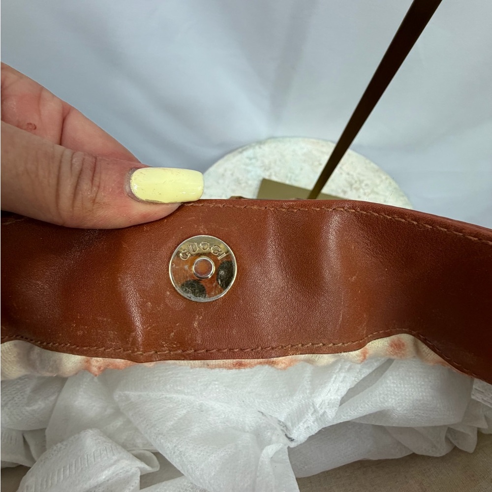 Vintage Gucci Bamboo Handle Cognac Leather Hobo Shoulder Bag - Picture 11 of 13